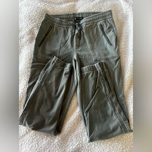 Athleta Olive Track Pants with Zippered Pockets